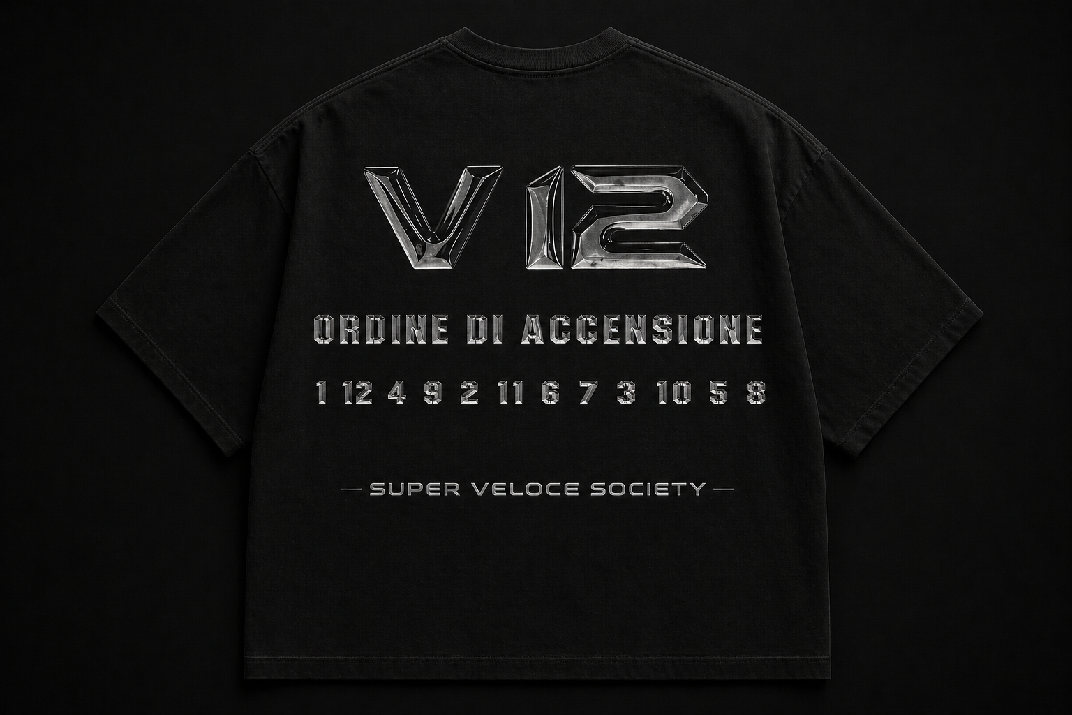V12 IGNITION ORDER T-SHIRT  BLACK